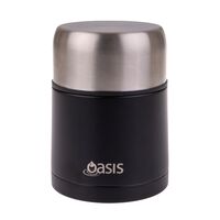 Oasis Insulated Food Flask - 600ml Matte Black with Spoon