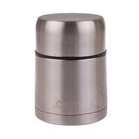 Oasis Insulated Food Flask - 600ml Silver with Spoon