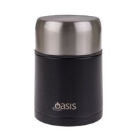 Oasis Insulated Food Flask - 800ml Matte Black with Spoon