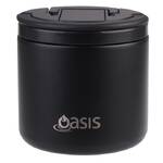 Oasis Double Wall Insulated Quick Release Lid & Spork Food Flask - 500ml Black