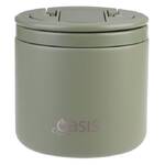 Oasis Double Wall Insulated Quick Release Lid & Spork Food Flask - 500ml Olive Green