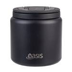 Oasis Double Wall Insulated Quick Release Lid and Spork Food Flask - 700ml Black