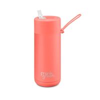 Frank Green Reusable Bottle - Ceramic 475ml Living Coral Straw Lid