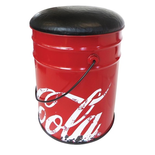 Coca Cola Storage Stool with Cushion - Red