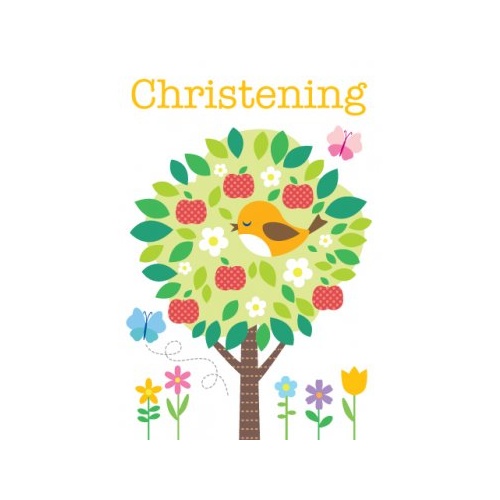 Greeting Card - Christening - Bird in tree
