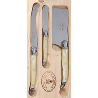 Jean Dubost Laguiole Deluxe - 3 Piece Cheese Knife Set Light Horn