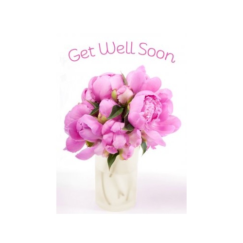 Greeting Card - Get Well Soon - Pink Flowers