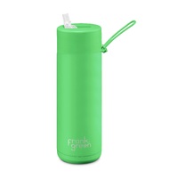 Frank Green Reusable Bottle - Ceramic 595ml Neon Green Straw Lid