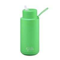 Frank Green Reusable Bottle - Ceramic 1L Neon Green Straw Lid