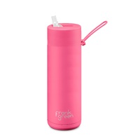 Frank Green Reusable Bottle - Ceramic 595ml Neon Pink Straw Lid