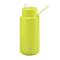 Frank Green Reusable Bottle - Ceramic 1L Neon Yellow Straw Lid
