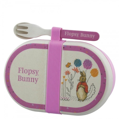 Beatrix Potter Peter Rabbit Flopsy Organic Snack Box with Cutlery Set