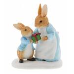 Beatrix Potter Peter Rabbit Miniature Figurine - Mrs Rabbit Passing Peter a Present