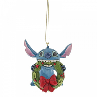 Jim Shore Disney Traditions - Lilo & Stitch - Stitch with Wreath Hanging Ornament