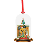Disney Enchanting Hanging Dome Ornament - Mickey Mouse with Fireplace - Santa Please Call Here