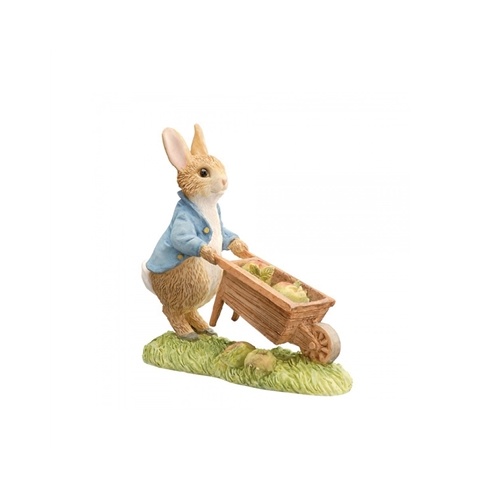Beatrix Potter Mini Figurine - Peter pushing Wheelbarrow