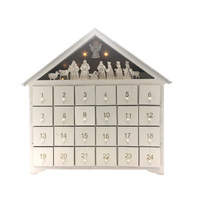 Religious Gifting Christmas Wooden Advent Calendar With Light - White