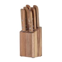 Davis & Waddell Maverick Flinders Wood Steak Knives & Block - 7pc