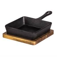 Davis & Waddell Taste Fine Foods Square Cast Iron Skillet With Acacia Trive