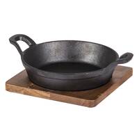 Davis & Waddell Taste Fine Foods Round Cast Iron Skillet With Acacia Trive