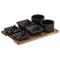 Davis & Waddell Taste Fine Foods Tasting Set On Acacia Tray - 9pc Set