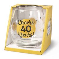 Cheers Stemless Wine Glass - 40 Years