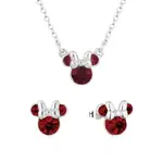 Disney Couture Kingdom January Birthstone Minnie Necklace & Earrings Bundle Silver
