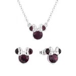 Disney Couture Kingdom February Birthstone Minnie Necklace & Earrings Bundle Silver