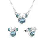 Disney Couture Kingdom March Birthstone Minnie Necklace & Earrings Bundle Silver