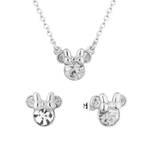 Disney Couture Kingdom April Birthstone Minnie Necklace & Earrings Bundle Silver