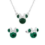 Disney Couture Kingdom May Birthstone Minnie Necklace & Earrings Bundle Silver