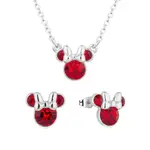 Disney Couture Kingdom July Birthstone Minnie Necklace & Earrings Bundle Silver