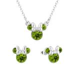Disney Couture Kingdom August Birthstone Minnie Necklace & Earrings Bundle Silver