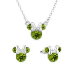 Disney Couture Kingdom August Birthstone Minnie Necklace & Earrings Bundle Silver