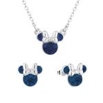 Disney Couture Kingdom December Birthstone Minnie Necklace & Earrings Bundle Silver