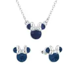Disney Couture Kingdom December Birthstone Minnie Necklace & Earrings Bundle Silver