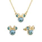 Disney Couture Kingdom March Birthstone Minnie Necklace & Earrings Bundle Gold