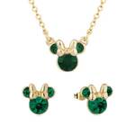 Disney Couture Kingdom May Birthstone Minnie Necklace & Earrings Bundle Gold