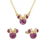 Disney Couture Kingdom June Birthstone Minnie Necklace & Earrings Bundle Gold