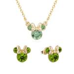 Disney Couture Kingdom August Birthstone Minnie Necklace & Earrings Bundle Gold