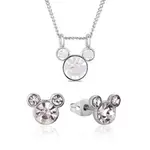 Disney Couture Kingdom April Birthstone Mickey Necklace & Earrings Bundle Silver