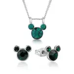 Disney Couture Kingdom May Birthstone Mickey Necklace & Earrings Bundle Silver