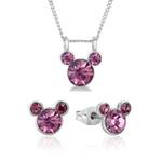 Disney Couture Kingdom June Birthstone Mickey Necklace & Earrings Bundle Silver