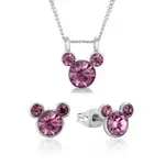 Disney Couture Kingdom June Birthstone Mickey Necklace & Earrings Bundle Silver