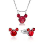 Disney Couture Kingdom July Birthstone Mickey Necklace & Earrings Bundle Silver