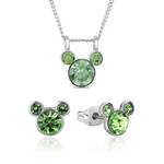 Disney Couture Kingdom August Birthstone Mickey Necklace & Earrings Bundle Silver