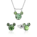 Disney Couture Kingdom August Birthstone Mickey Necklace & Earrings Bundle Silver
