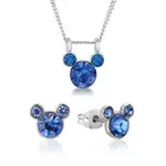 Disney Couture Kingdom September Birthstone Mickey Necklace & Earrings Bundle Silver