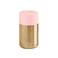 Frank Green Reusable Cup - Ceramic 295ml Chrome Gold With Blushed Lid Push Button