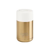 Frank Green Reusable Cup - Ceramic 295ml Chrome Gold With Cloud Lid Push Button